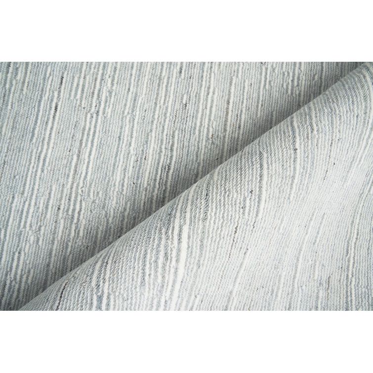 Palazzo Aqua and Ivory Handmade Wool and Viscose Area Rug