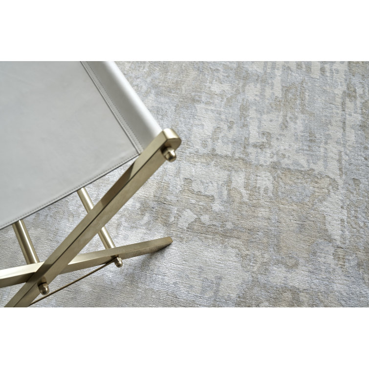 Ivory Abstract Handmade Wool & Viscose 9' x 12' Area Rug