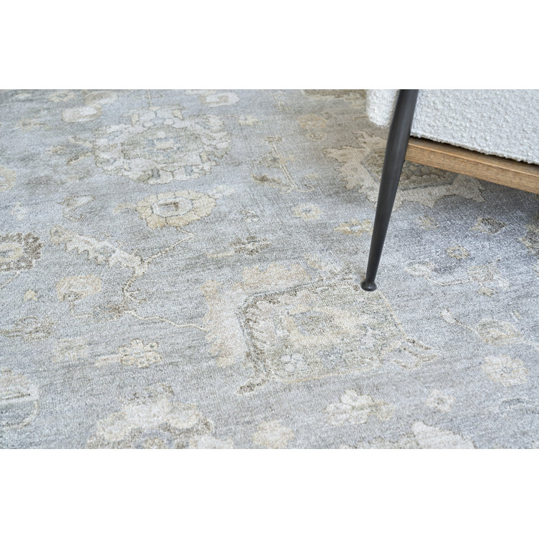 Hand-Knotted Blue and Gray 10' x 14' Viscose Area Rug