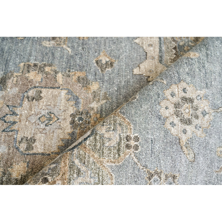 Hand-Knotted Blue and Gray 10' x 14' Viscose Area Rug