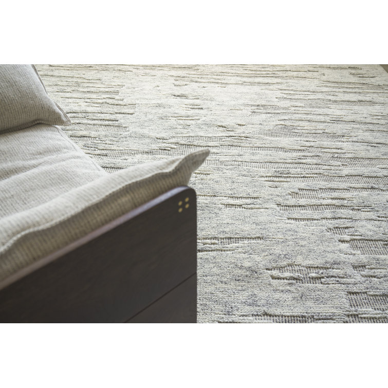 Hand-Knotted Silver and Charcoal Wool Rectangular Area Rug