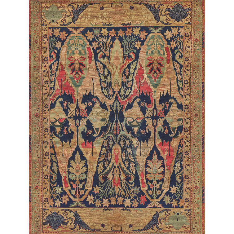Hand-Knotted Blue Floral Wool 8' x 10' Area Rug