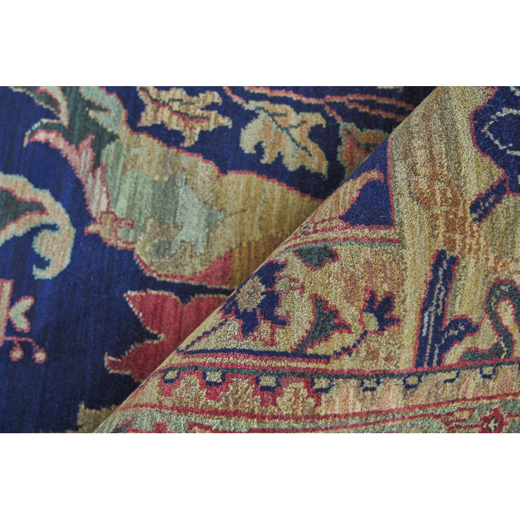 Hand-Knotted Blue Floral Wool 8' x 10' Area Rug