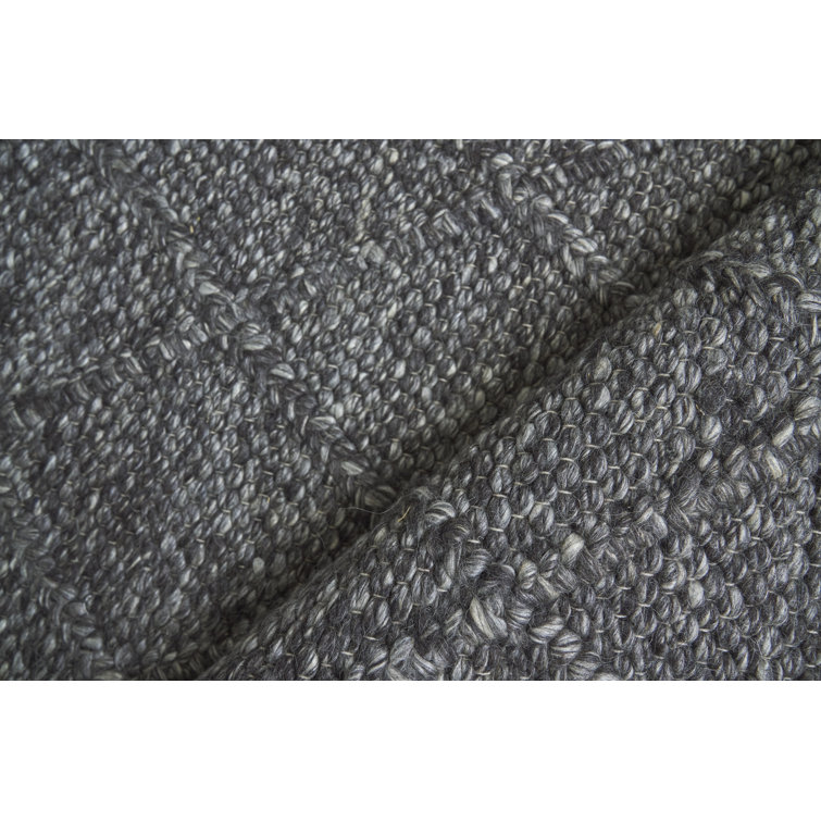 Gray Handwoven Wool Geometric Rectangular Rug 14' x 18'