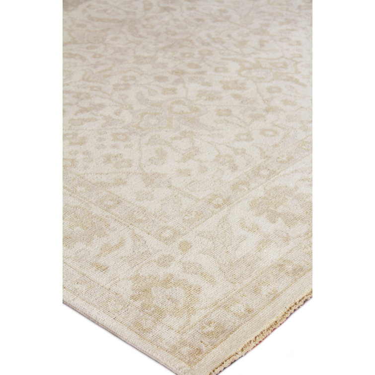 Ivory Hand-Knotted Wool 8' x 10' Rectangular Rug