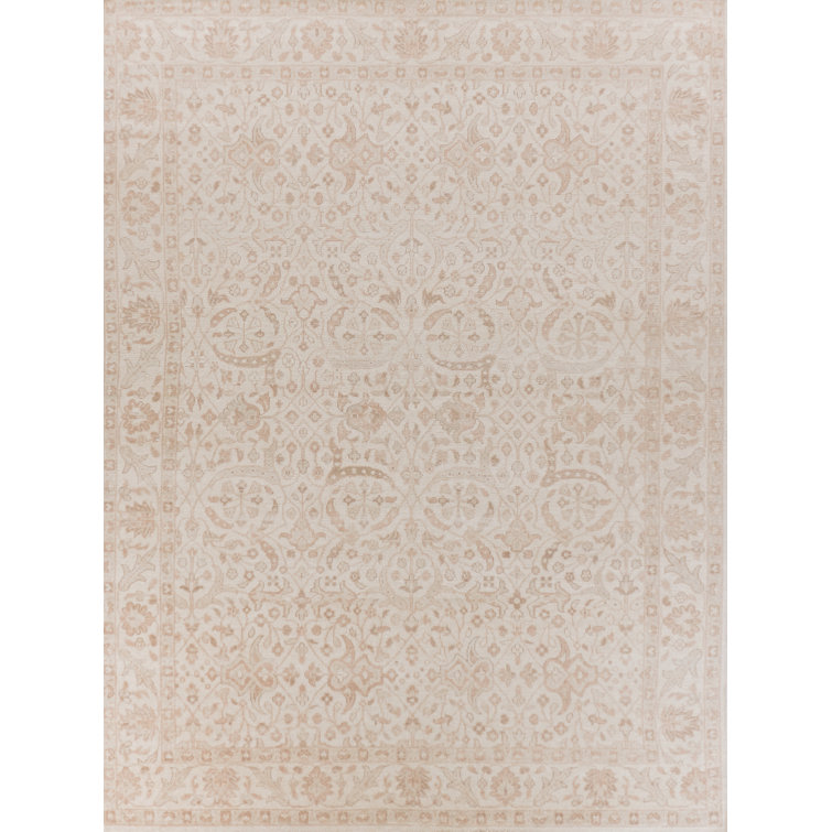 Ivory Hand-Knotted Wool 8' x 10' Rectangular Rug