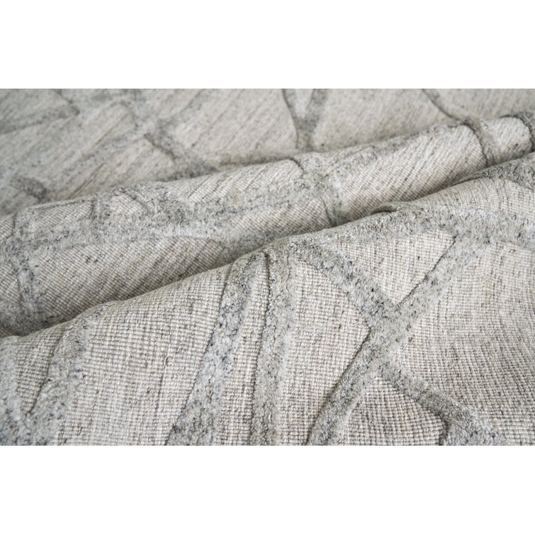 Handmade Gray Abstract Wool and Viscose 9' x 12' Rug