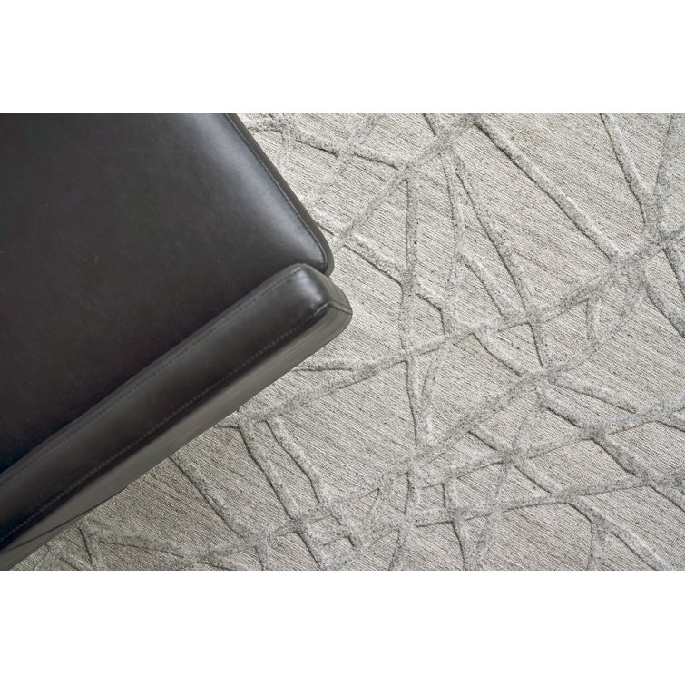 Handmade Gray Abstract Wool and Viscose 9' x 12' Rug
