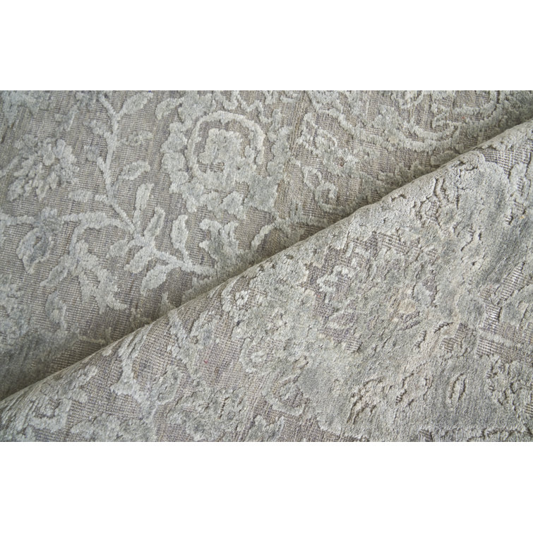 Jangal Silver & Gray Hand-Knotted Wool-Silk 9' x 12' Area Rug
