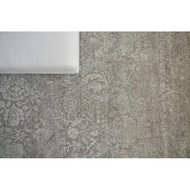 Jangal Silver & Gray Hand-Knotted Wool-Silk 9' x 12' Area Rug