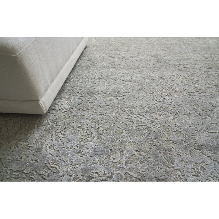 Jangal Silver & Gray Hand-Knotted Wool-Silk 9' x 12' Area Rug