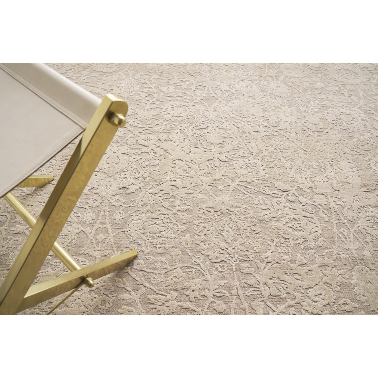 Jangal Ivory & Beige Hand-Knotted Wool-Silk Blend 8' x 10' Rug