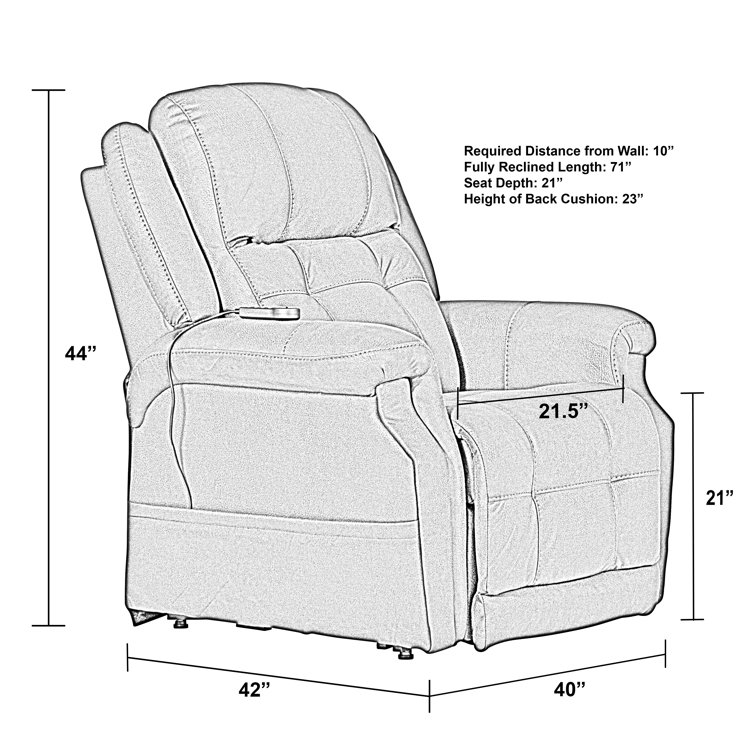 Contemporary Brown Faux Leather Power Lift Recliner with Heat & Massage