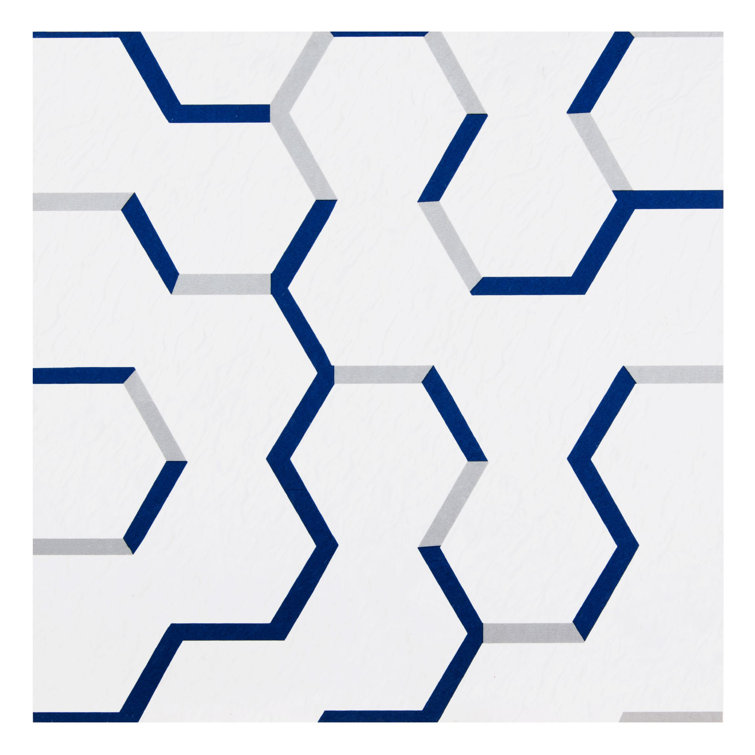 Navy and White Geometric Self-Adhesive Vinyl Floor Tiles