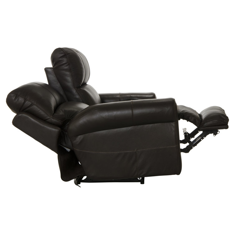 76" Chocolate Leather Power Reclining Loveseat with Round Arms