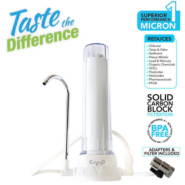 White Countertop Drinking Water Filtration System with Carbon Block Filter