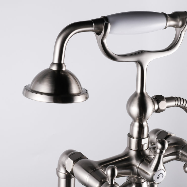 Nickel Freestanding Tub Filler Faucet with Hand Shower