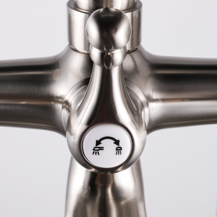Nickel Freestanding Tub Filler Faucet with Hand Shower
