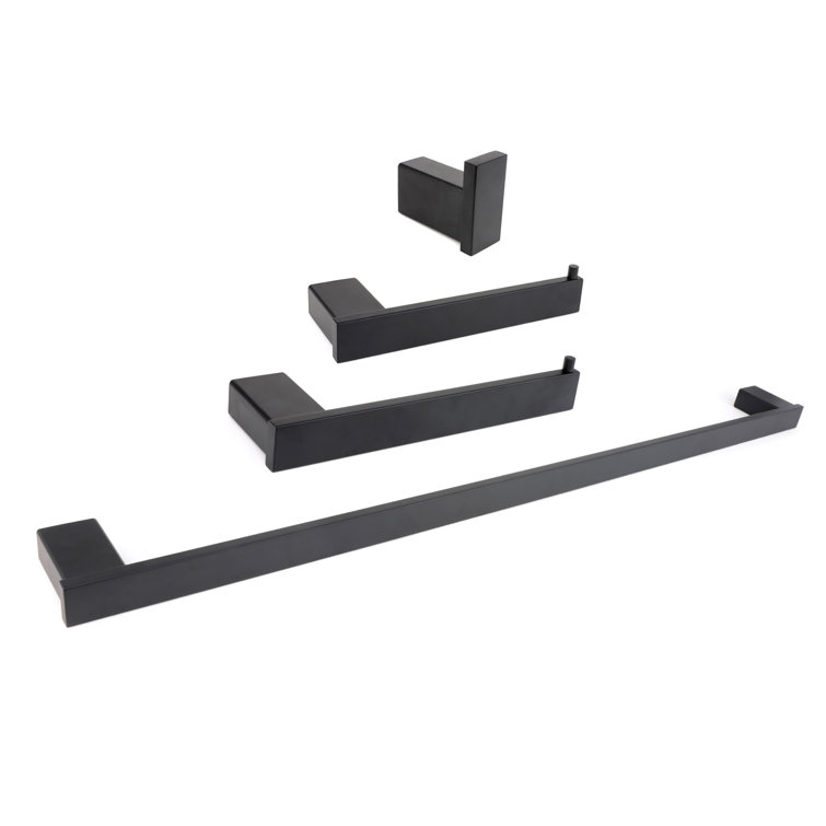 Florence Black Metal 4-Piece Bathroom Hardware Set