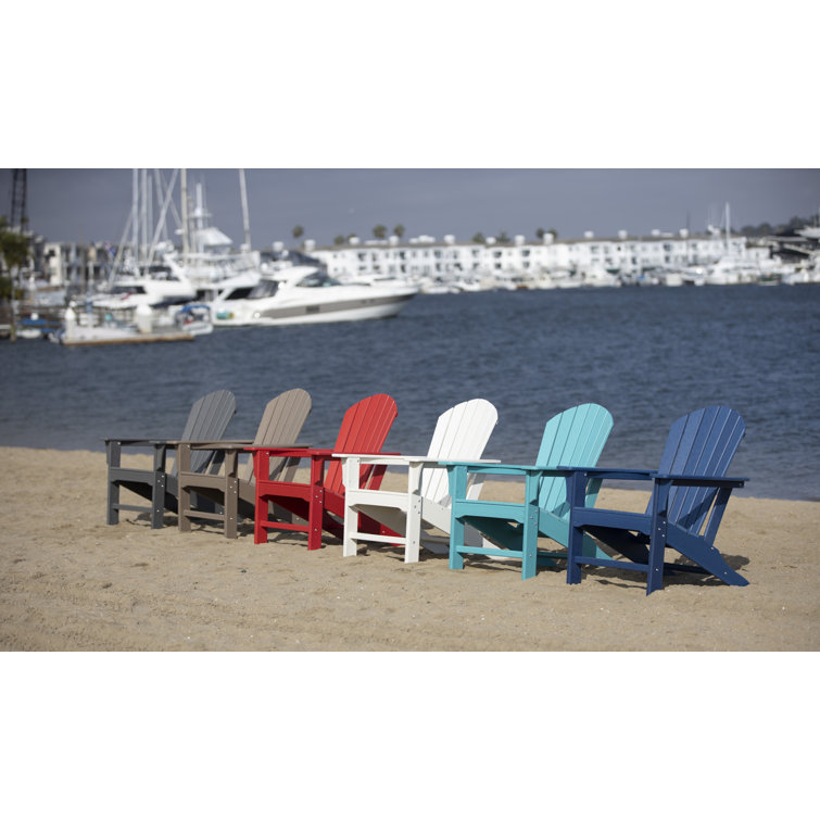 Hampton Red HDPE Traditional Adirondack Chair with Wide Armrests