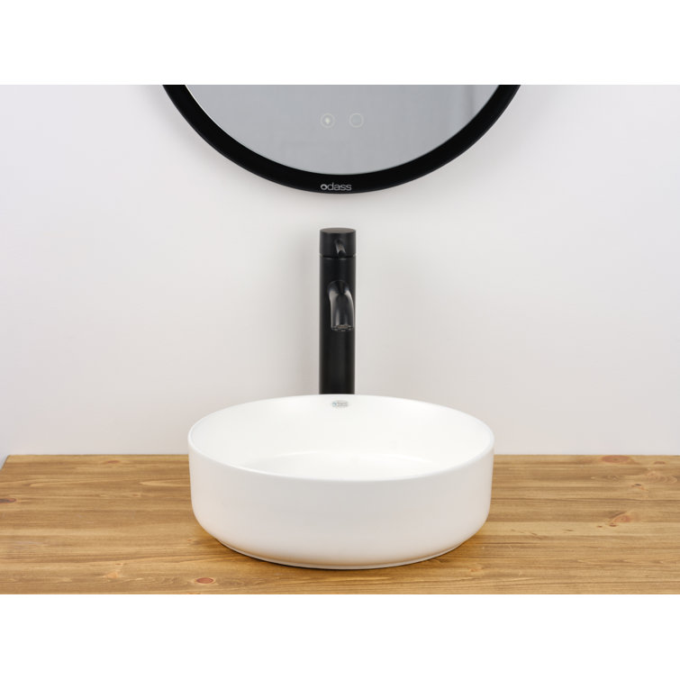 14'' Round White Ceramic Undermount Bathroom Sink