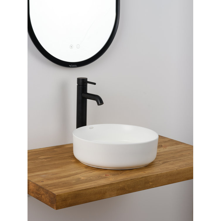 14'' Round White Ceramic Undermount Bathroom Sink