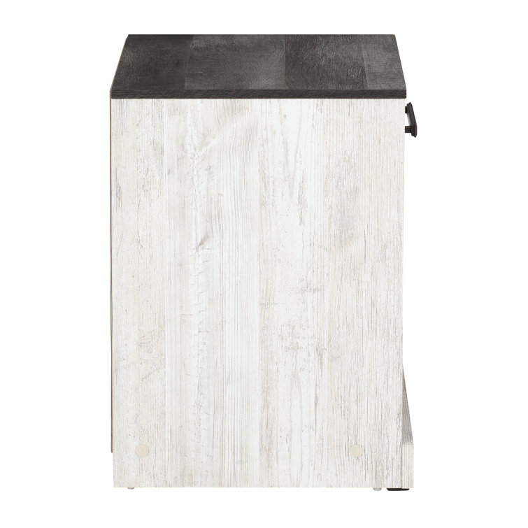 Gray and White 1-Drawer Nightstand with Open Cubby