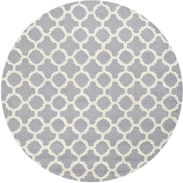 Silver/Ivory Geometric Hand-Tufted Wool Area Rug 30" x 7"