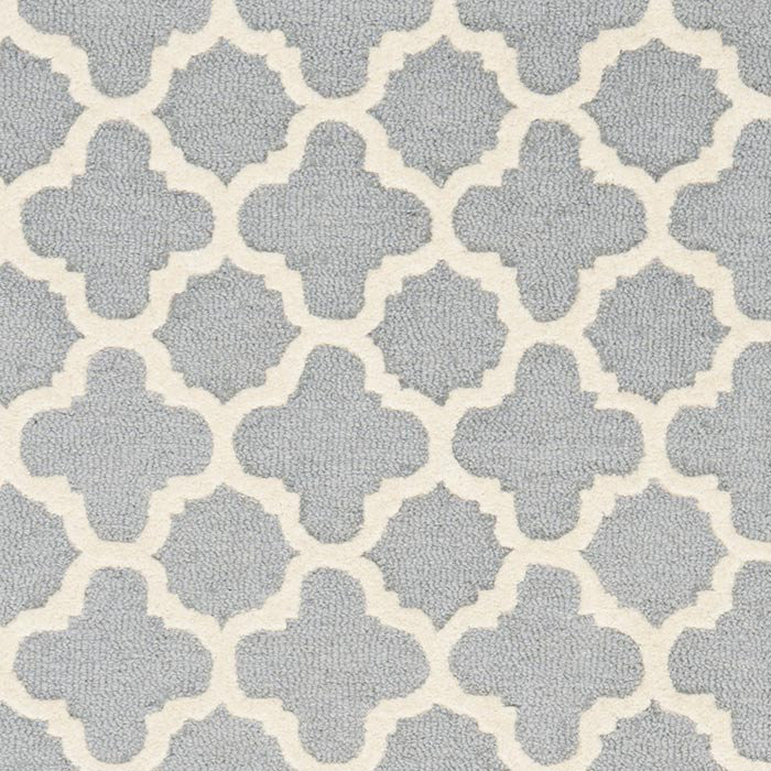 Silver/Ivory Geometric Hand-Tufted Wool Area Rug 30" x 7"
