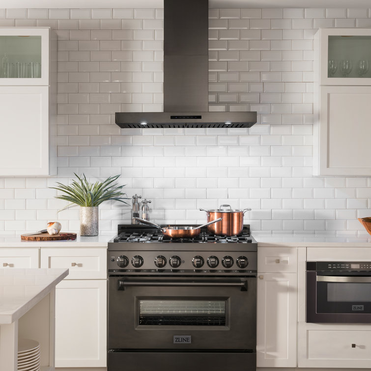 36" Black Stainless Steel Convertible Wall Mount Range Hood