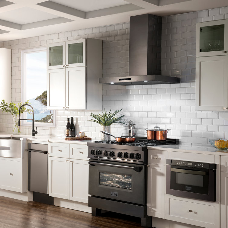 36" Black Stainless Steel Convertible Wall Mount Range Hood