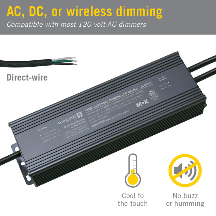 Black Universal Dimmable LED Driver 24V DC, 120W