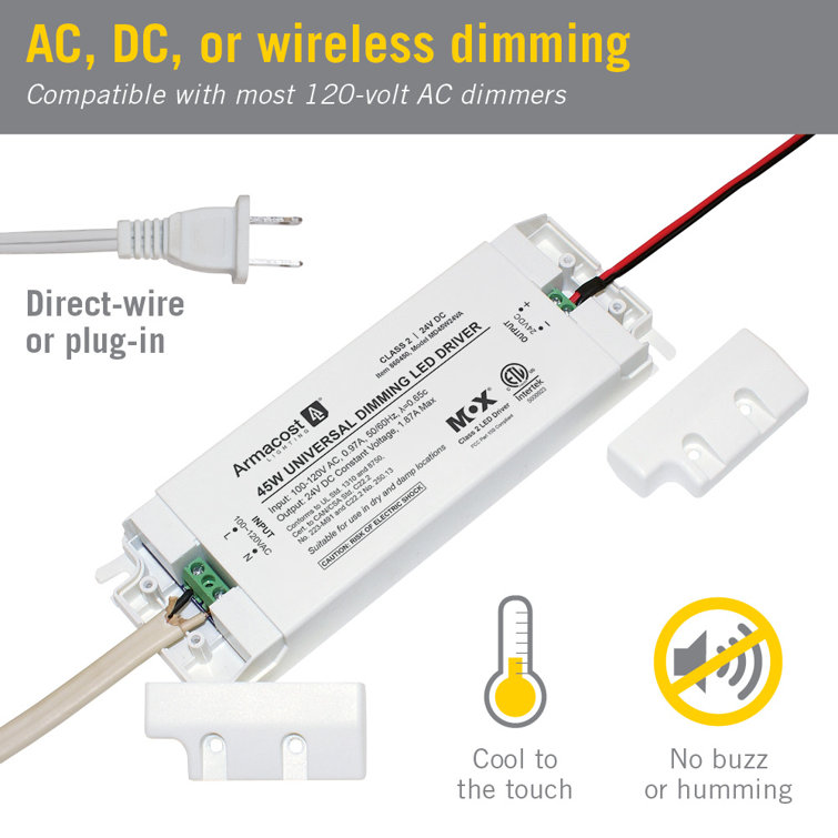 White Universal Dimmable LED Driver 24V DC, 45W