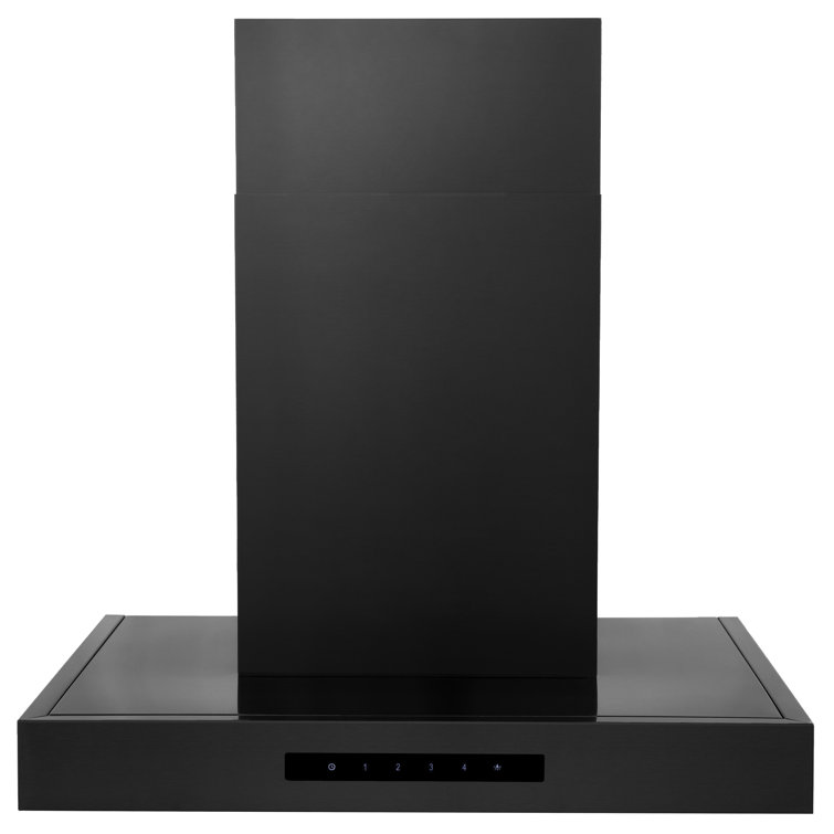24" Black Stainless Steel Convertible Wall Mount Range Hood