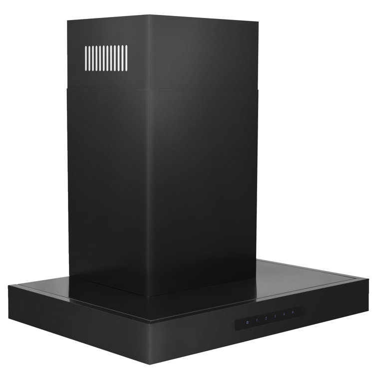 24" Black Stainless Steel Convertible Wall Mount Range Hood