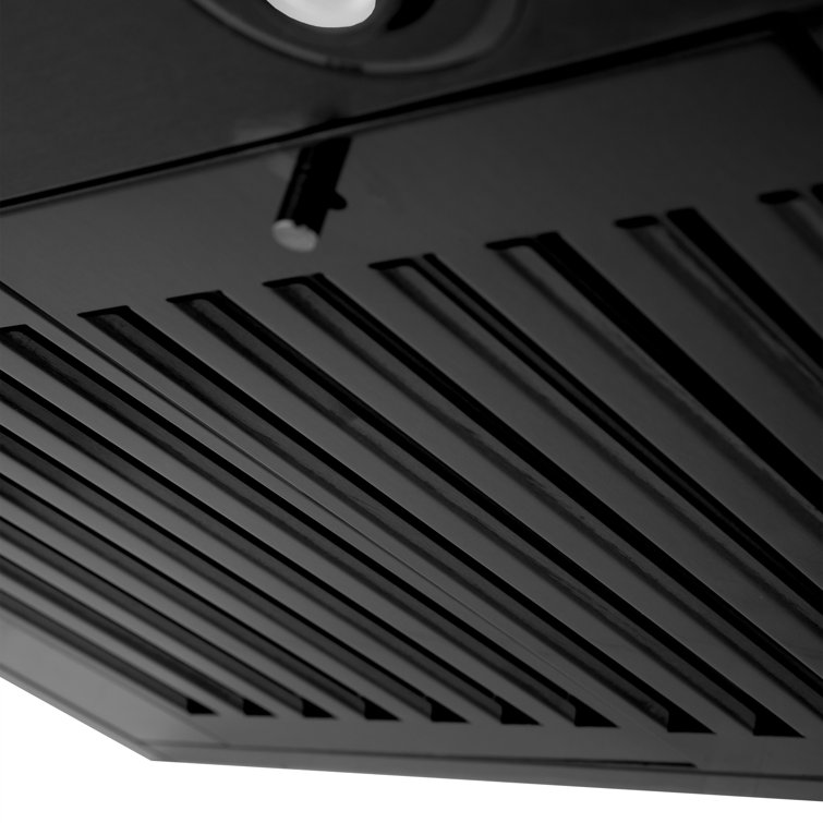 24 Inch Black Stainless Steel Convertible Wall Mount Range Hood