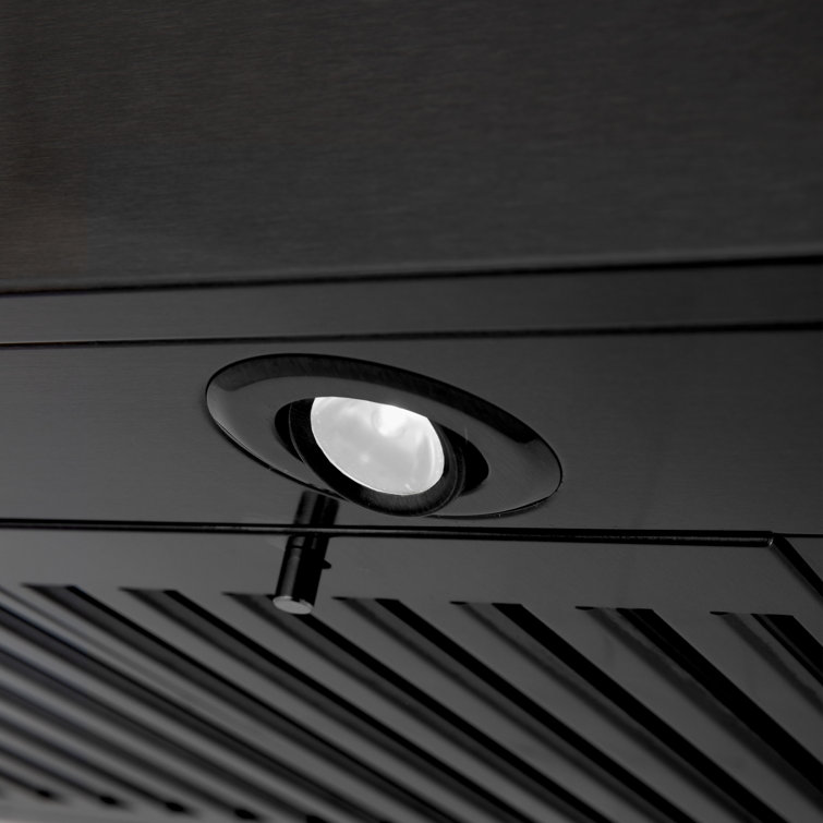 24 Inch Black Stainless Steel Convertible Wall Mount Range Hood