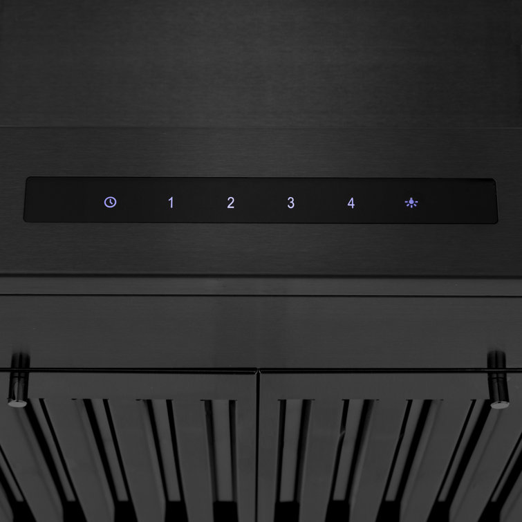 24 Inch Black Stainless Steel Convertible Wall Mount Range Hood