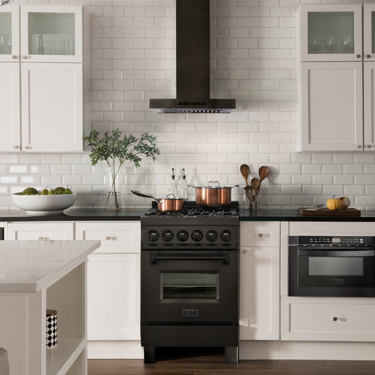 24" Black Stainless Steel Convertible Wall Mount Range Hood