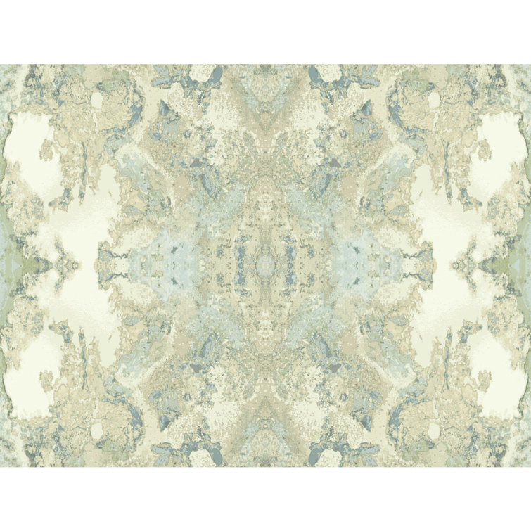 Spa Blue and Green Grasscloth Peel and Stick Wallpaper
