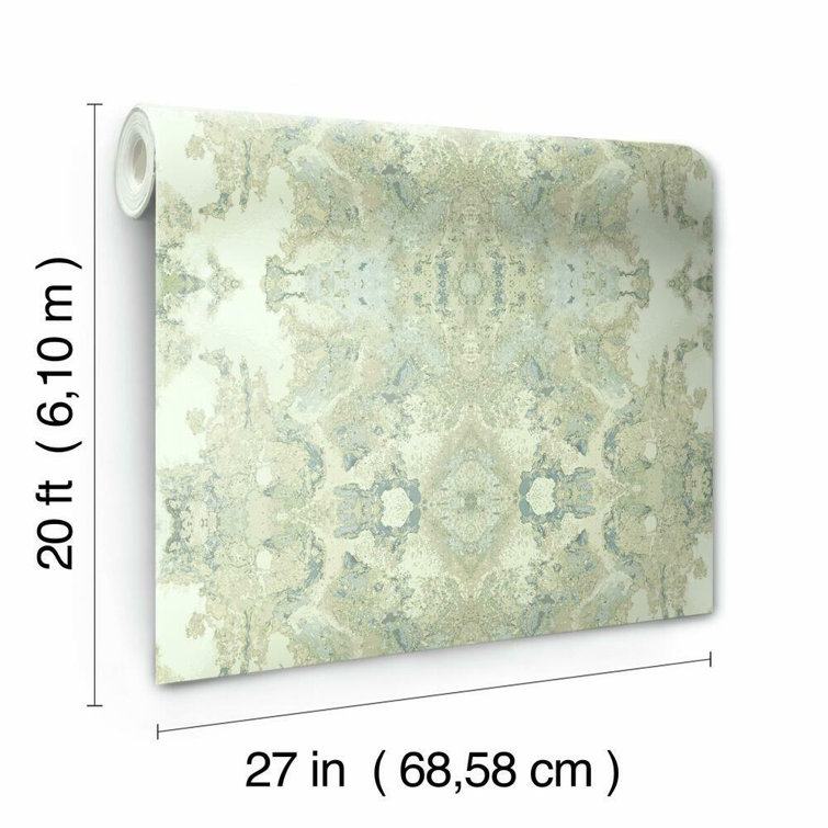 Spa Blue and Green Grasscloth Peel and Stick Wallpaper