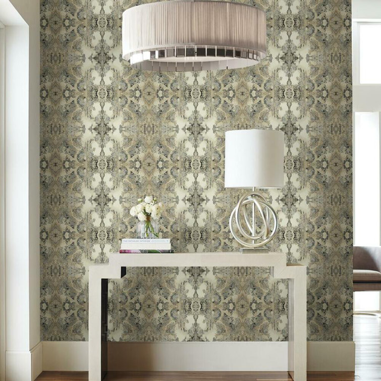 Ivory and Gray Medallion Peel and Stick Wallpaper