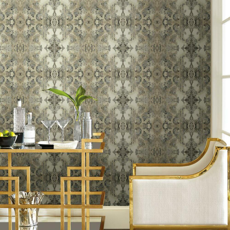 Ivory and Gray Medallion Peel and Stick Wallpaper
