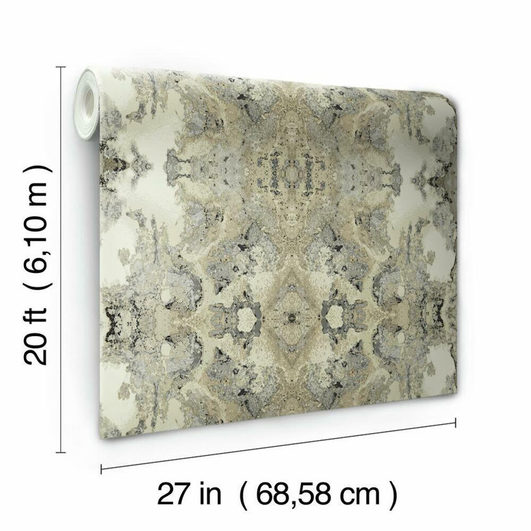 Ivory and Gray Medallion Peel and Stick Wallpaper