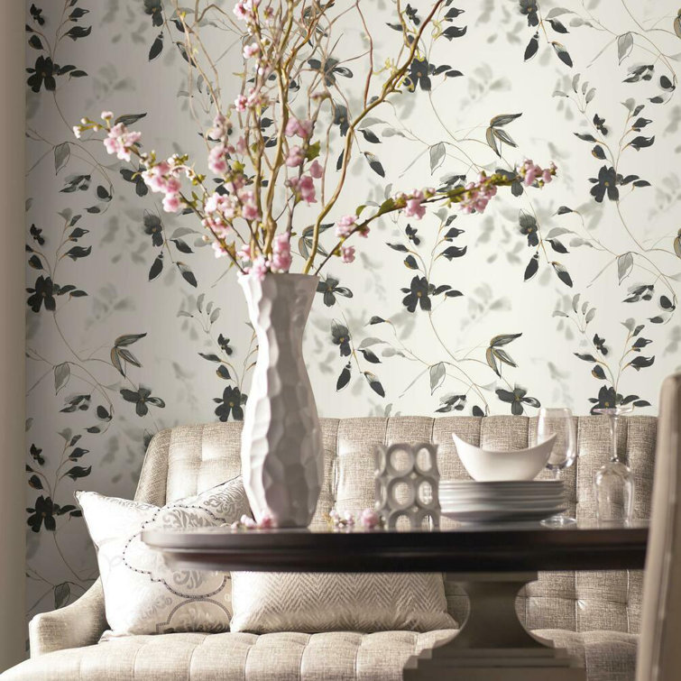 Black and White Floral Peel and Stick Wallpaper Roll