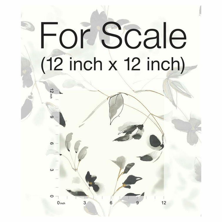 Black and White Floral Peel and Stick Wallpaper Roll