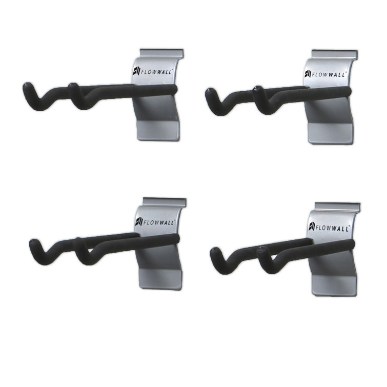 Flow Wall Black and Gray Powder Coated Steel Slatwall Hooks