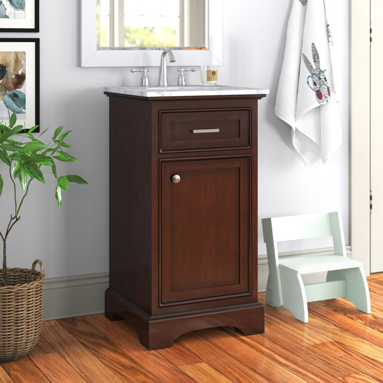 Teak and Marble 19'' Single Bathroom Vanity with Brushed Nickel Hardware