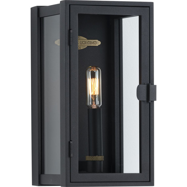 Textured Black and Bronze Outdoor Wall Lantern with Clear Glass