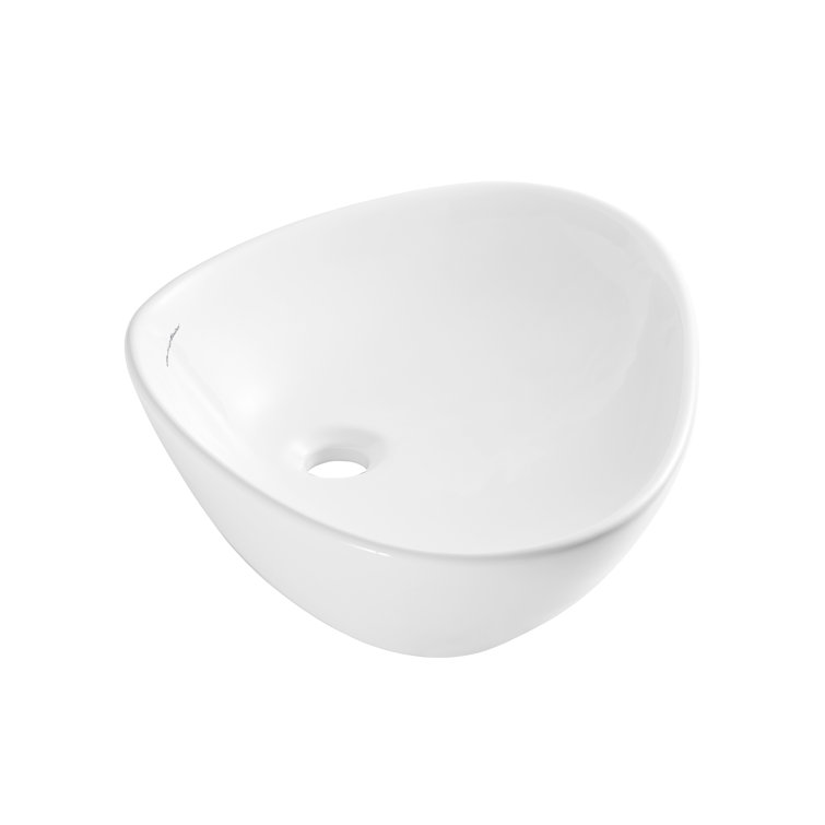 White Ceramic Above-Counter Vessel Sink, 23"